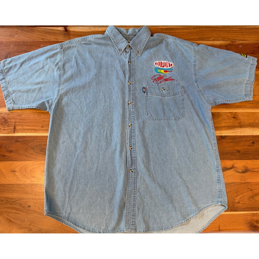 Winners Circle NASCAR Jeff Gordon 24 DuPont Denim Shirt Mens XXXL Blue SS